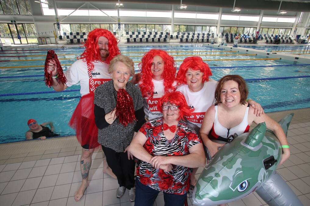 The Red Heads were one of nine teams participating in this weekend's Mega Swim. Picture: GLENN DANIELS