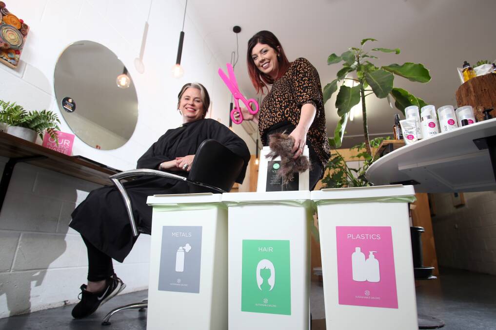 Fleur O'Dwyer and Carrissa Booth from High Street Beauty Gallery are taking steps to reduce waste. Picture: GLENN DANIELS