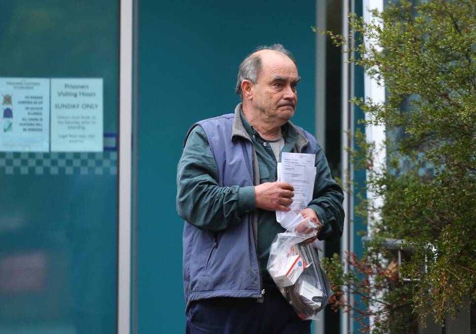 Abdul Elraoui, 69, leaves Bendigo police station after being granted bail. 
