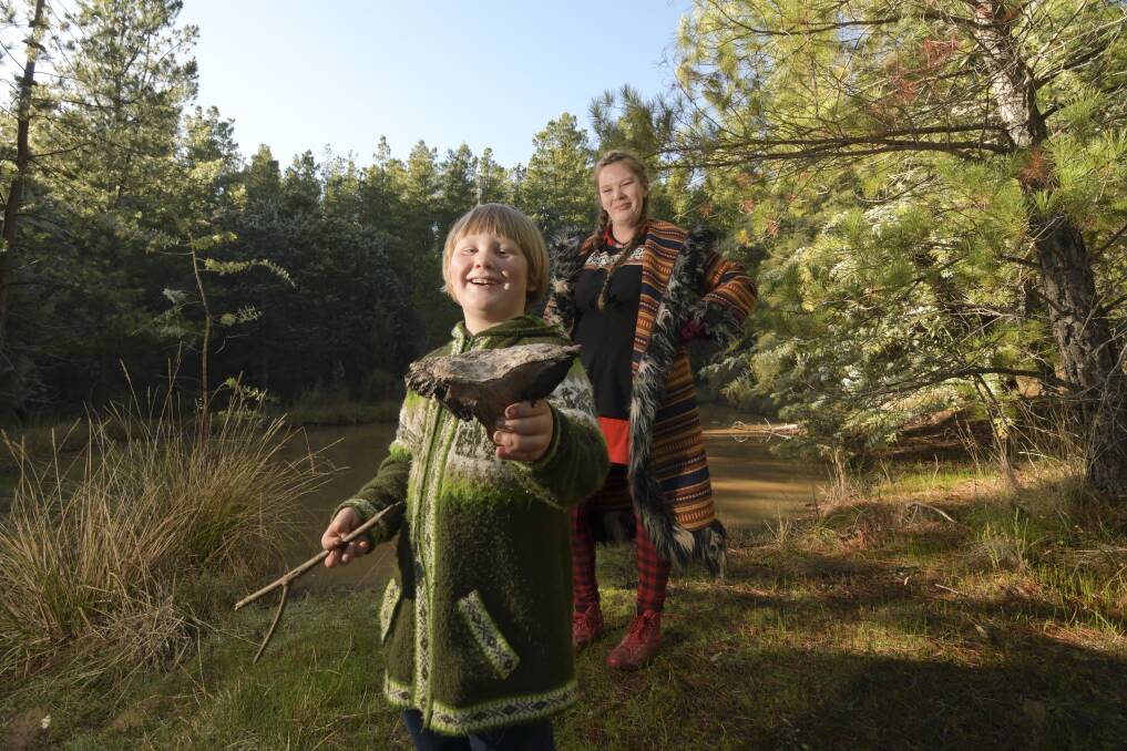 Ingrid Button and her son Oscar Vasilenko spend their days finding food for the family. Picture: NONI HYETT