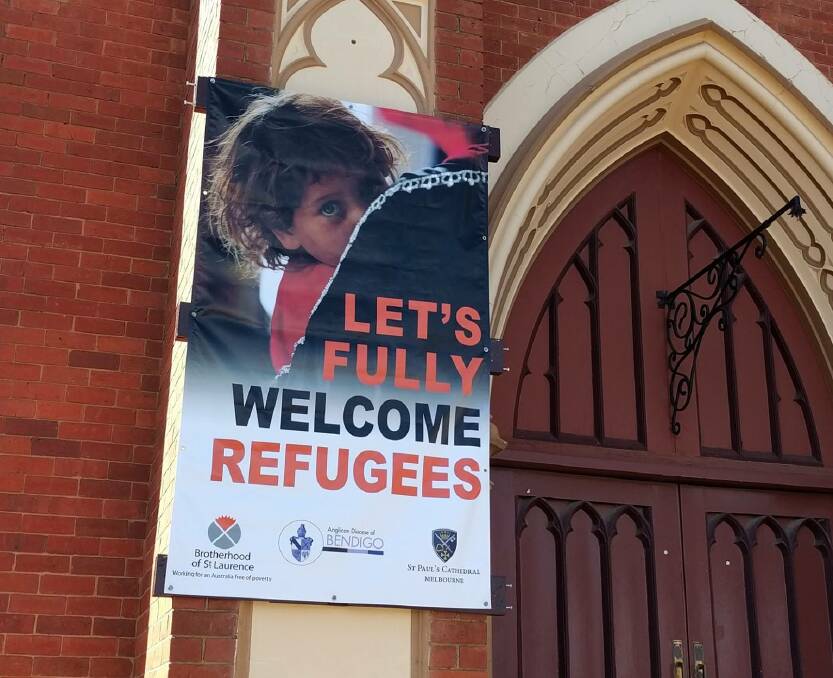 STOLEN: The banner thieves took from St Paul's Anglican Cathedral.
