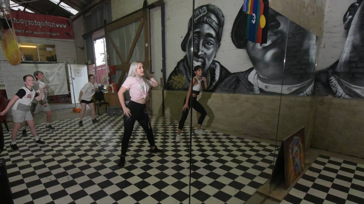 Tiger Jorgensen leads a dance class at Hip-Hop Drop, the youth drop-in space. Picture: NONI HYETT