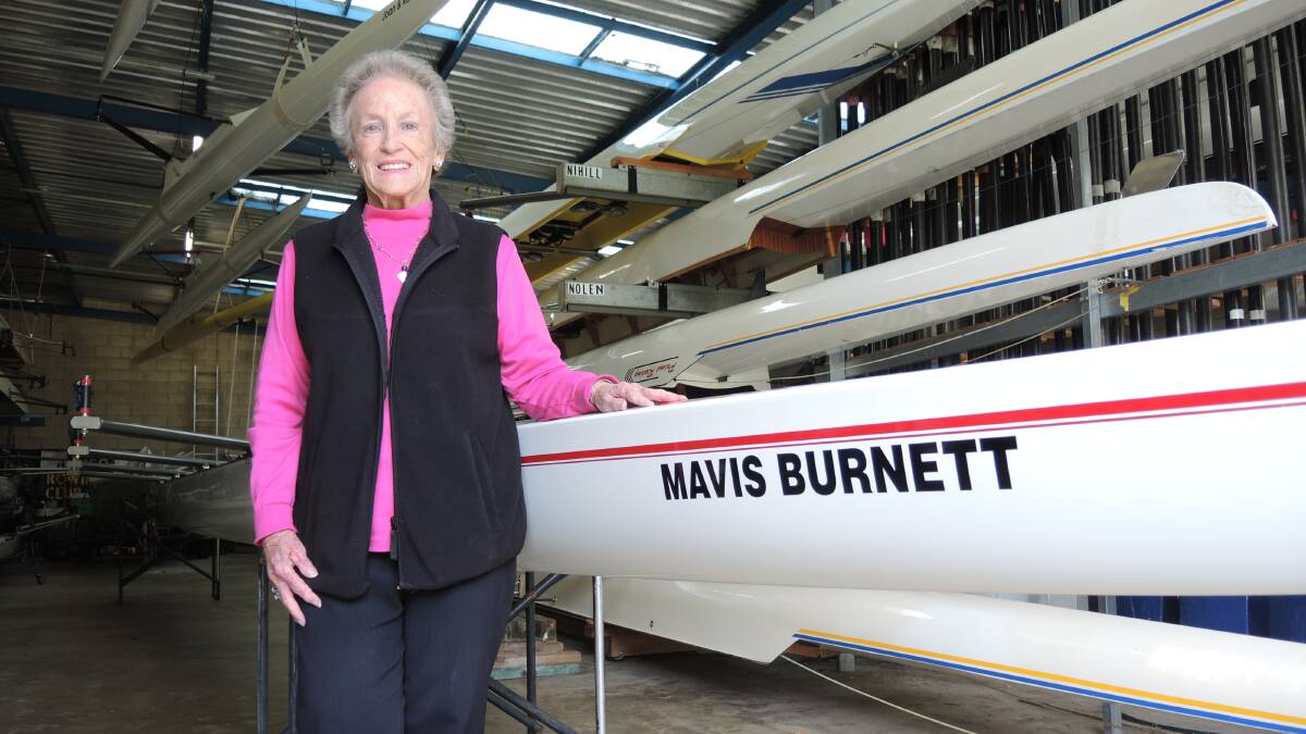 HONOUR: Bendigo Rowing Club life member Mavis Burnett with her namesake, a new lightweight quad for female rowers.