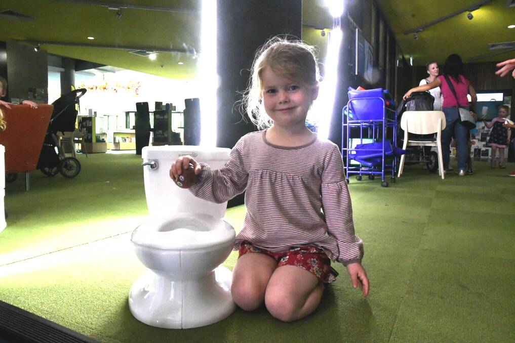 Georgia Hore, 4, has learnt what can and cannot be flushed down the toilet. 