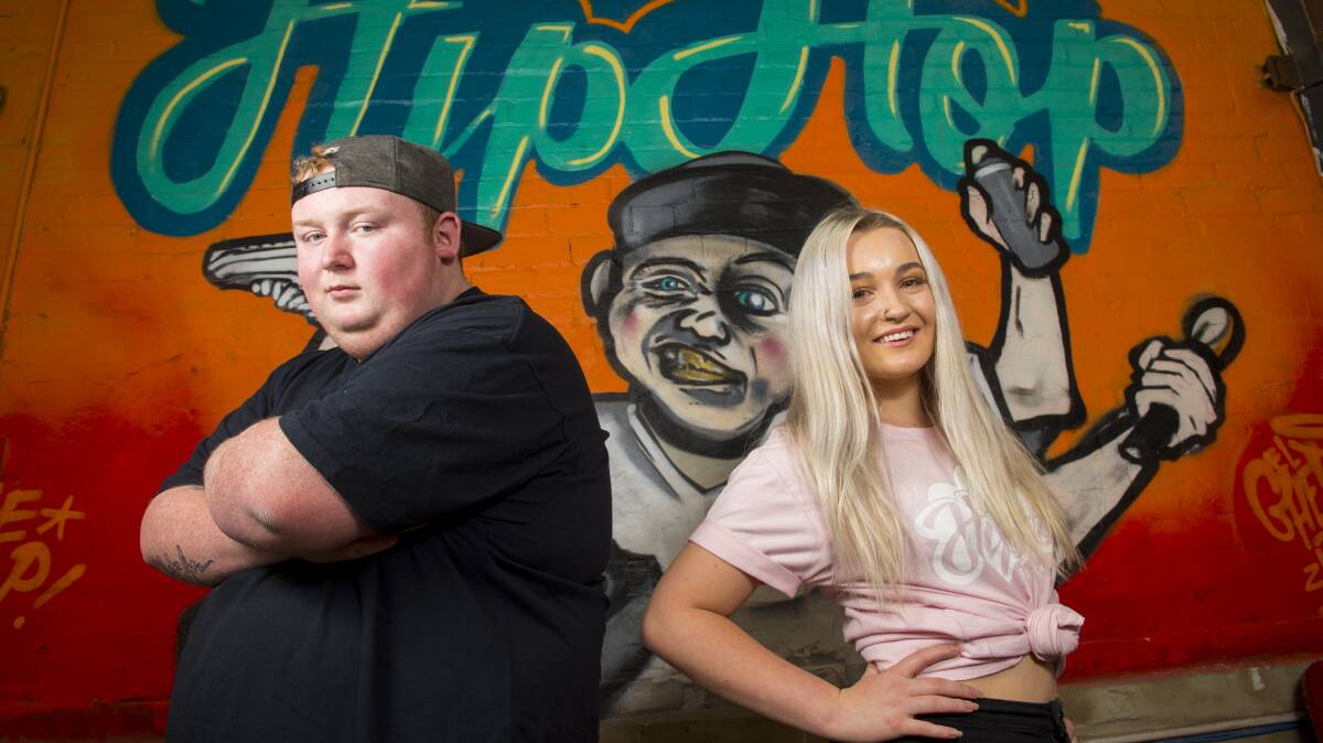 Jai Atkinson and Tiger Jorgensen from the Bigger Than Hip Hop project. Picture: DARREN HOWE