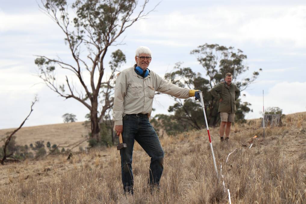 Research volunteer Dr Garry McDonald at the Nardoo Hills site near Wedderburn. Picture: KATE THORBURN