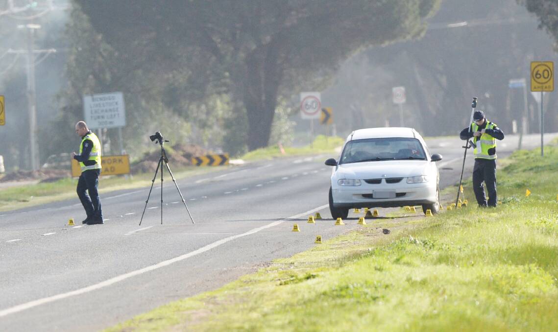 Police at the scene of the fatal hit-run at Huntly in August 2016. Picture: DARREN HOWE