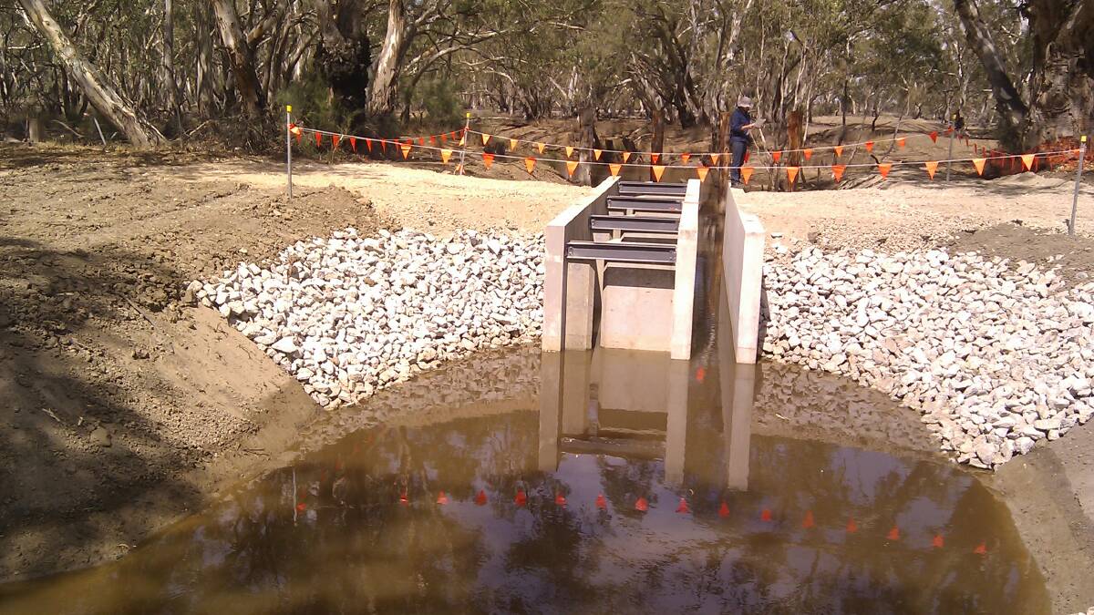 COMPLETE: The new fishway and chute on the Loddon River.