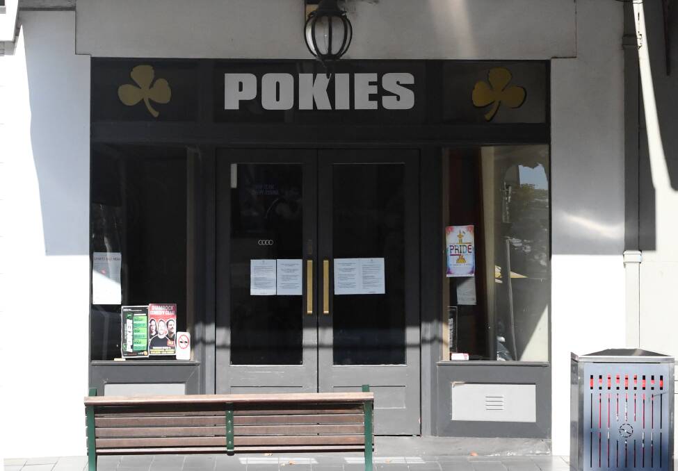 With gaming venues shut, money spent on poker machines has dropped. Picture: NONI HYETT