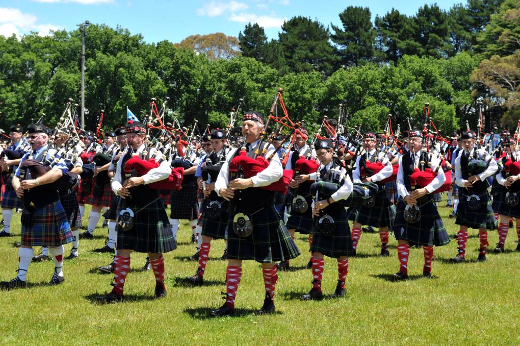 BANDS: Pipers and drummers from all over the state attend the annual gathering in Daylesford. Photo: Julie Hough