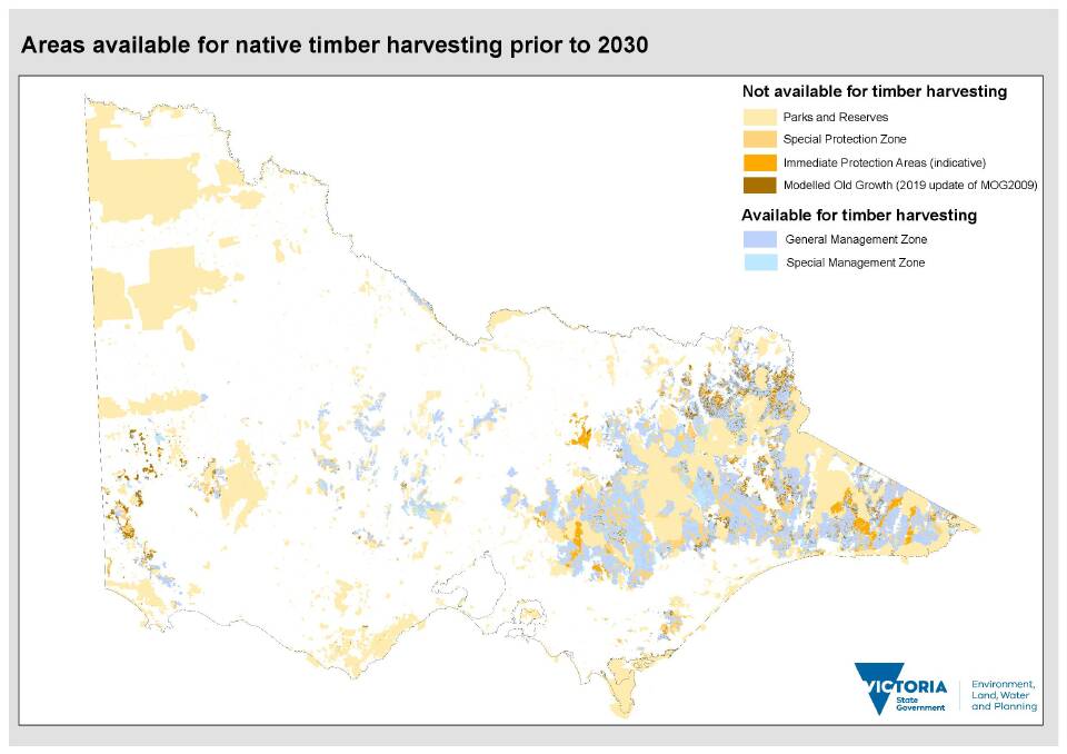 A recently released map shows that areas of the Wombat are available for timber harvesting until 2030.