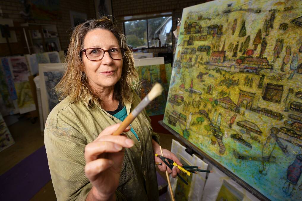CREATIVE: Lyonville's Chris Rowe has been working as an artist since the 1980s. She has been part of Daylesford's Open Studios event since its inception and is convening the event for the first time this year. Photo: Dylan Burns