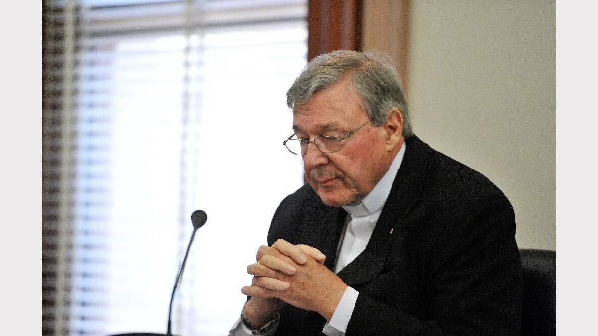 George Pell giving evidence at the Victorian parliamentary inquiry into institutionalised child sex abuse. Photo: Joe Armao 