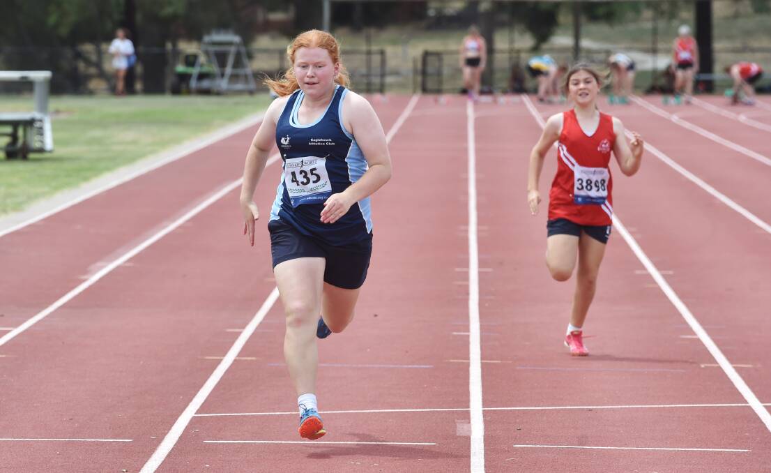 Olivia Graham, pictured on the track, continues to excel in field events. Picture: DARREN HOWE