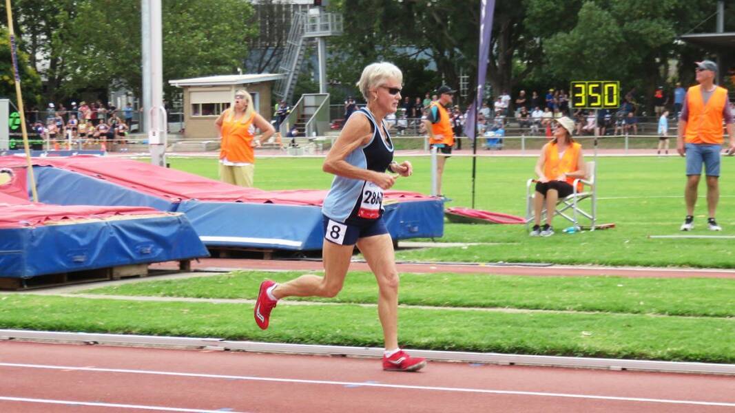 At 71, Kathryn Heagney recorded a season-best of 1:23.43 in the 400m on Saturday at Flora Hill. Picture: ATHLETICS BENDIGO.