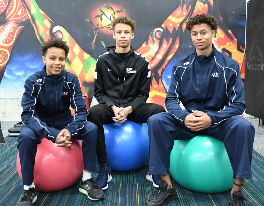 Relaxed ahead of a big weekend of basketball for the family, Dash, Dyson and Kai Daniels at their family's D CLUB247 fitness centre and gym in Bendigo. Picture: KIERAN ILES