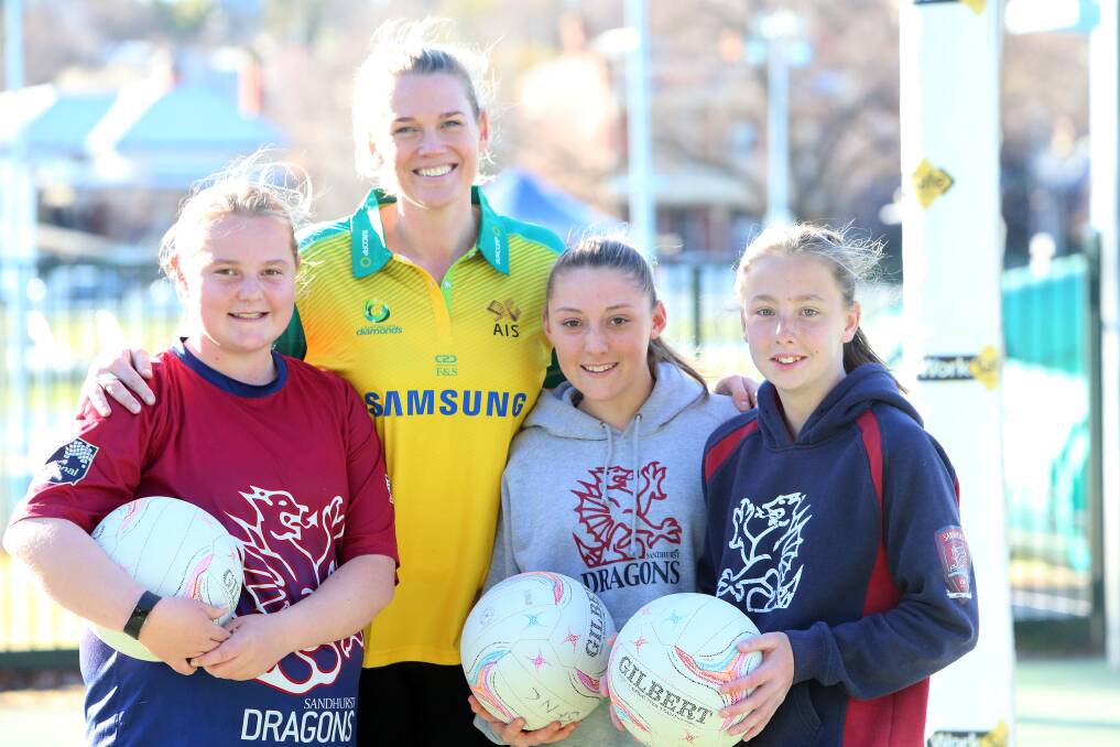 SUPPORT: Diamond Caitlin Thwaites, with Shallon Webb, Paige Ryan and Reece Gilchrist. Picture: GLENN DANIELS