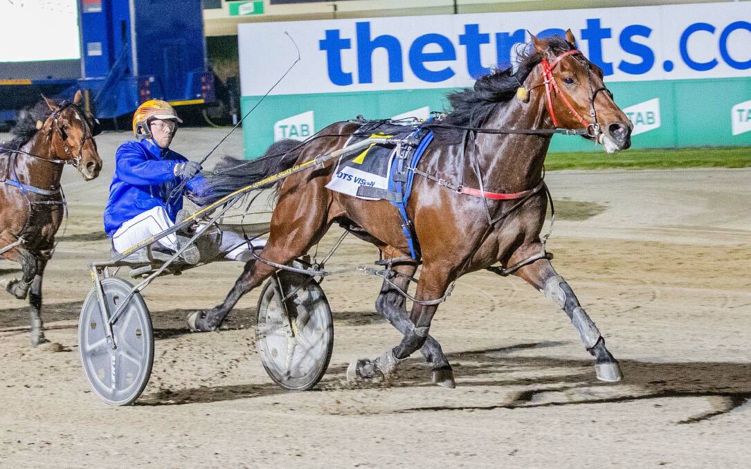 Jack Laugher breaks through for his maiden Group 1 victory aboard the two-year-old Mister Hunter at Tabcorp Park Melton in may. Picture: STUART McCORMICK