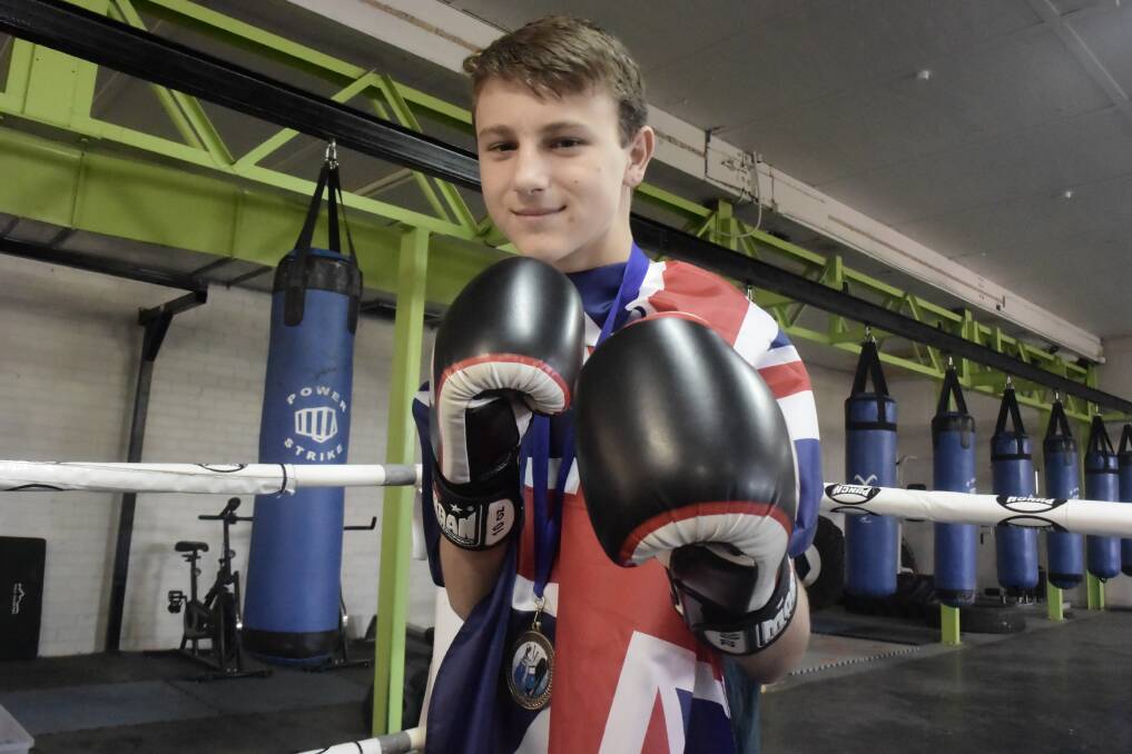 Jake May is a two-time Victorian amateur boxing champion by age 14. Picture: KIERAN ILES