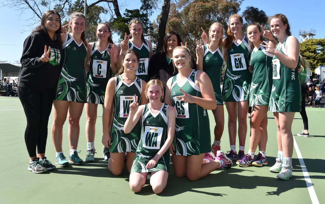 Kangaroo Flat's 17-and-under team celebrates premiership success in 2015. Picture:
