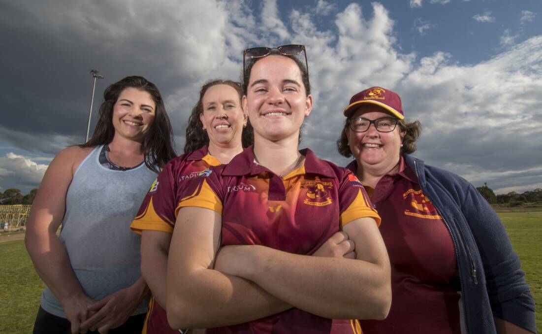 Maiden Gully Marist Cricket Club women's team captain Ash McLeod, player Sherree Hermans and committee members Nadine Gill and Liz Stevenson. Picture: DARREN HOWE