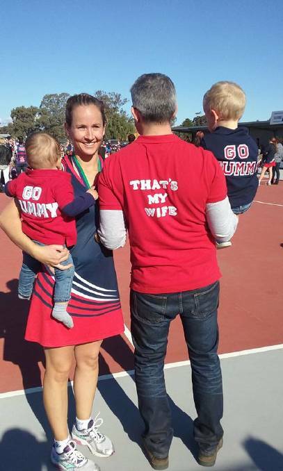 Erin Boyd and family after a B-grade premiership win. Picture: NICKY LAWRY