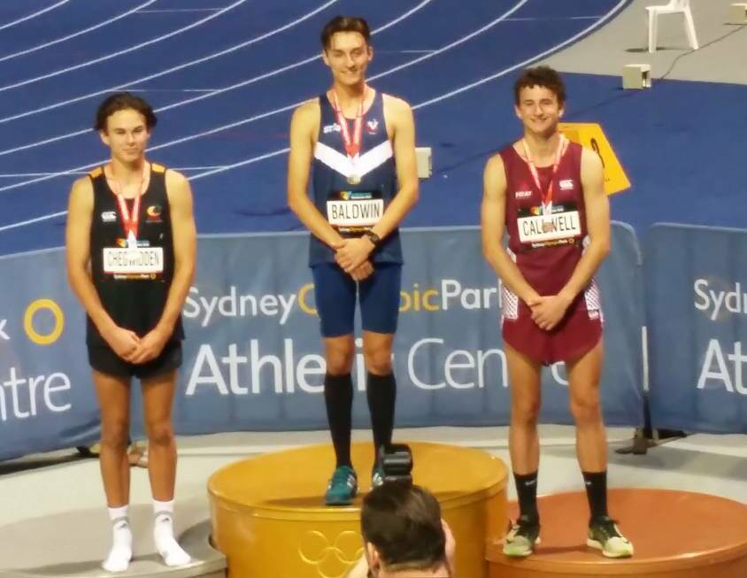Joseph Baldwin after winning gold at the thletics Australia open and junior track and field titles.