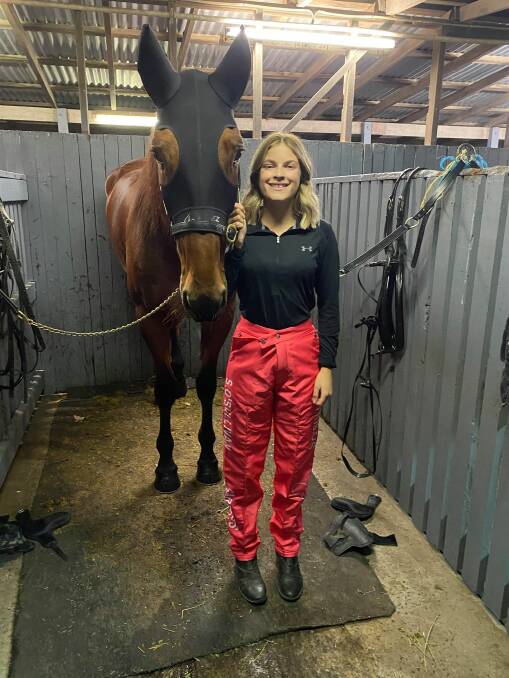 Heathcote's Shannon O'Sullivan done the pink pants, which are a feature of Victorian harness racing during May.