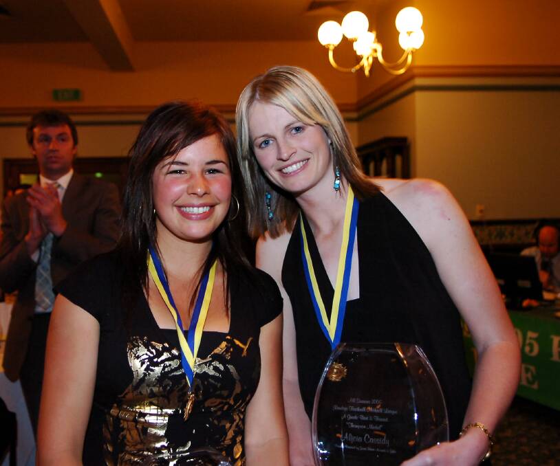 Castlemaine's Georgia Wills (left) and Maryborough's Alicia Cassidy were joint winners of the 2005 Betty Thompson Medal. Picture: BILL CONROY