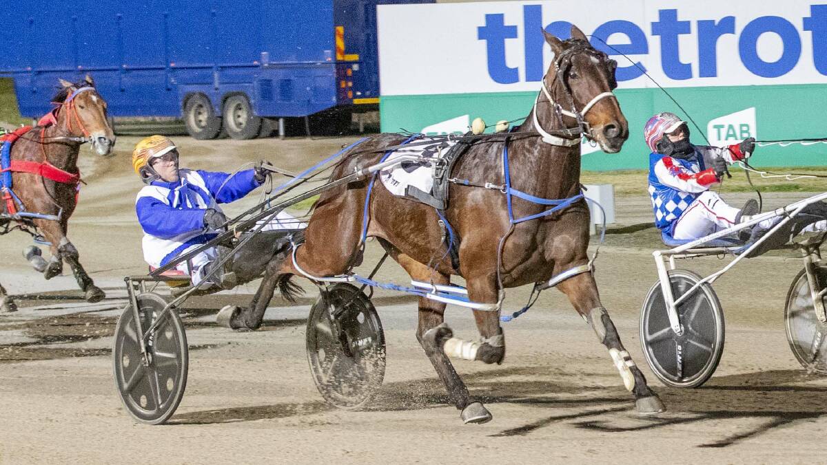 Im No Outlaw, driven by Jack Laugher, has qualified for this Saturday night's Group 2 Mildura Pacing Cup Final following a fourth-placed finish in one of Tuesday night's heats. File picture: STUART McCORMICK