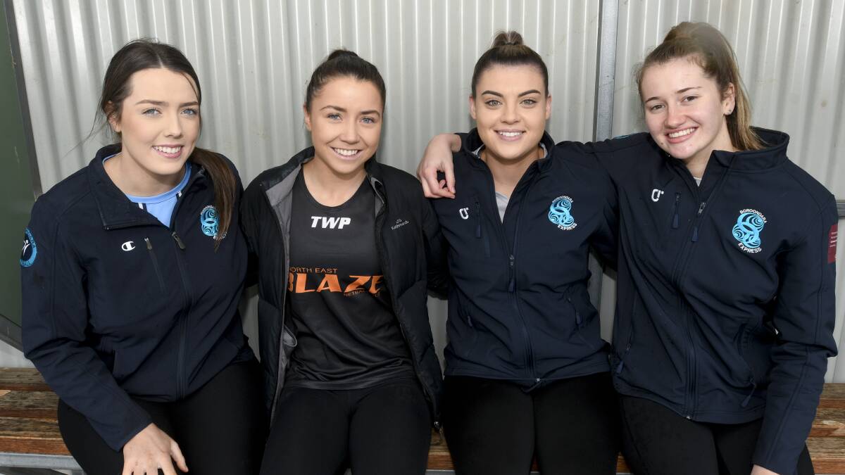 Bendigo-based netballers Abbey Ryan, Meg Williams, Chelsea sartori and Ruby Barkmeyer played in the VNL division one grand final between North East Blaze and Boroondara Express. Picture: NONI HYETT