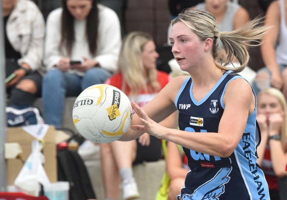 Gracie Berryman has been in great form for Eaglehawk through the first seven games of the BFNL netball season. Picture: NONI HYETT