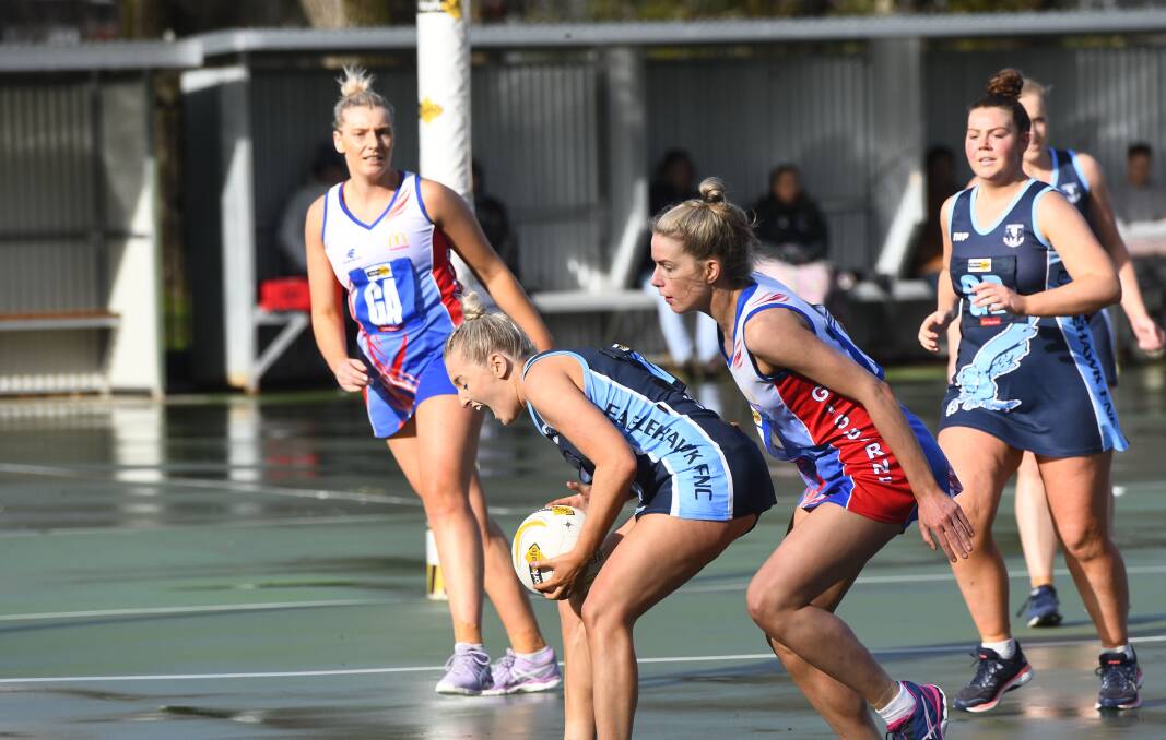 Bridget Murray was the only casualty for Eaglehawk in a thrilling semi-final win against Gisborne. Picture: NONI HYETT
