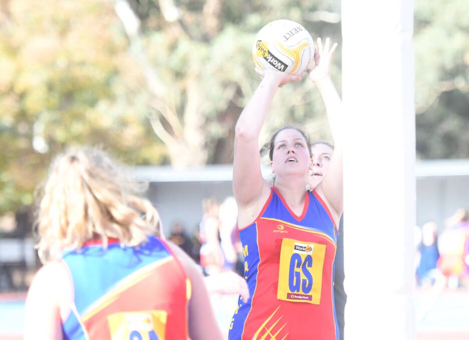Maegan Taylor was good in goals for Marong in round one. Picture: ADAM BOURKE