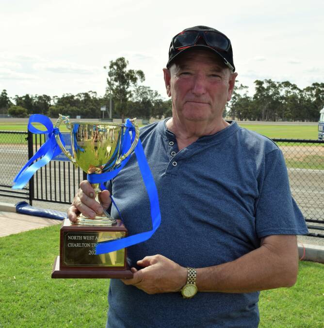 Ray Harvey, pictured at Charlton after The Penny Drops' cup win last month, will be chasing more feature race success at Bendigo on Friday night. Picture: KIERAN ILES