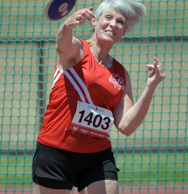 South Bendigo's Joan Self was in record-breaking form at the Victoria Country track and field titles in Ballarat.
