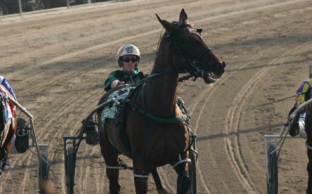 Sheer Modern, with Ellen Tormey in the sulky, will be looking to add her third win this year at Kilmore on Saturday night. Picture: CHARLI MASOTTI PHOTOGRAPHY