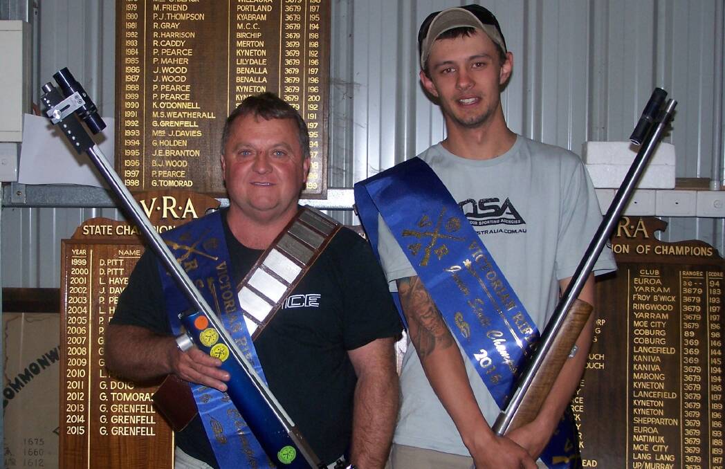 TOP GUNS: Champion of champions senior title winner Geoffrey Grenfell, from Bendigo Rifle Club, and junior winner Blade Lacey, from Marong Rifle Club.