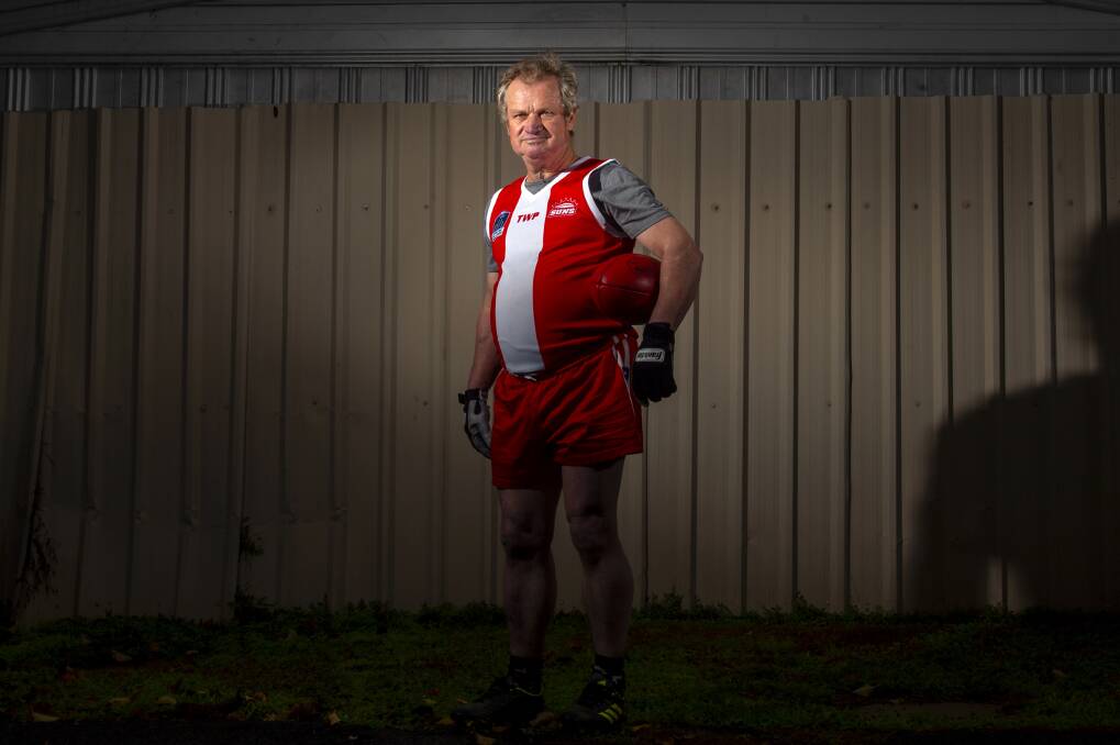 RED AND WHITE THROUGH AND THROUGH: Bendigo Suns footballer Johnny Palmer is awaiting the resumption of football in Victoria. Picture: DARREN HOWE
