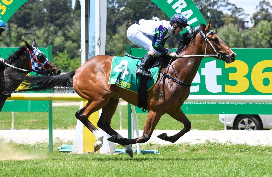 The George Osborne-trained Kyokushin, ridden by Alana Kelly, wins the bet365 Racing Refunds Maiden Plate at Kyneton on Monday. Picture: PAT SCALA/RACING PHOTOS