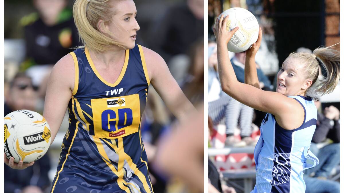 COUP: Allira Holmes (left) and Bridget Murray will join Elmore for the 2021 HDFNL netball season, bringing with them plenty of BFNL finals experience.Pictures: GLENN DANIELS and NONI HYETT