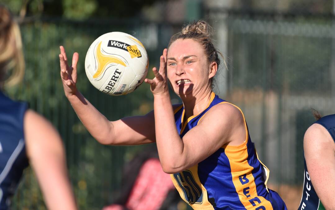 Maddy Stewart puts her heart and soul into helping Bendigo to inter-league victory against Outer East on Saturday. Picture: GLENN DANIELS