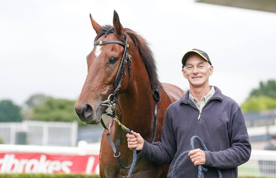 Winning trainer Sean Mott with Our Lone Star at Sandown on Monday. Picture: RACING PHOTOS