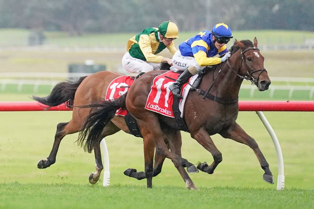 Alana Kelly rides Our Lone Star to an upset win at Sandown on Easter Monday. Picture: RACING PHOTOS