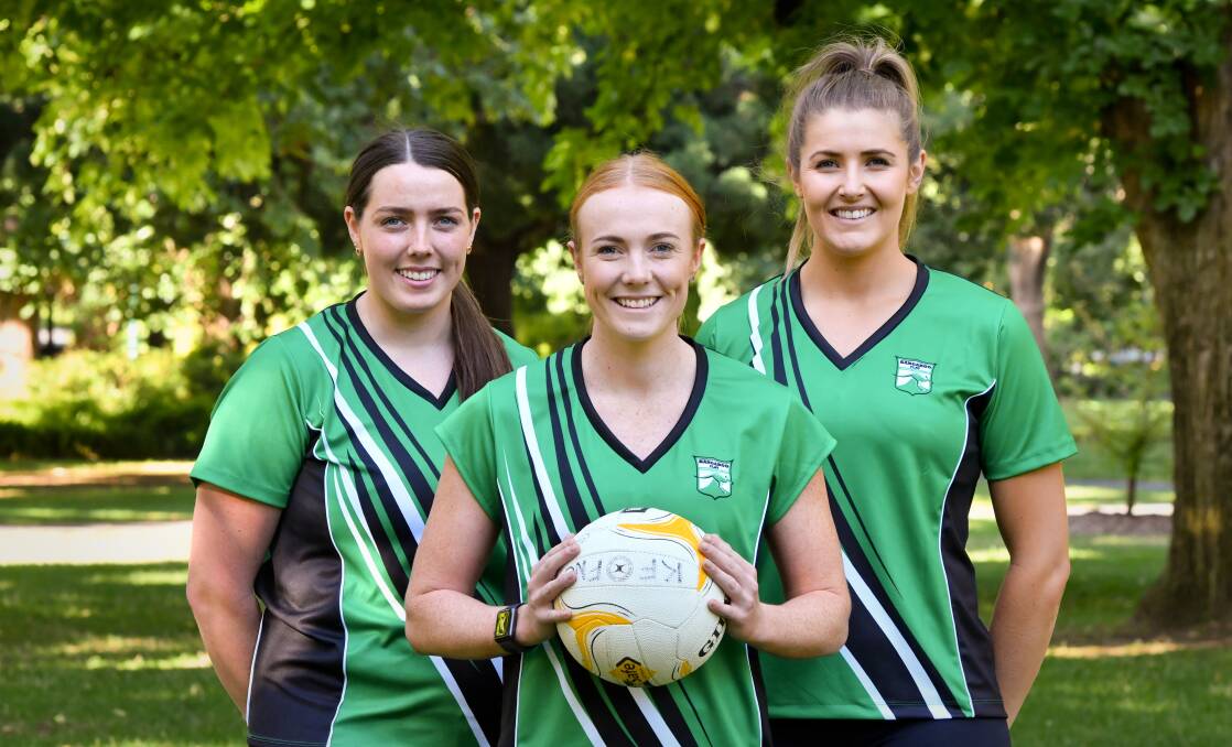 FRESH INJECTION OF TALENT: Former Eaglehawk stars Ashely Ryan and Abbey Ryan and Sandhurst triple-premiership defender Carly Van Den Heuvel have joined Kangaroo Fat. Picture: NONI HYETT