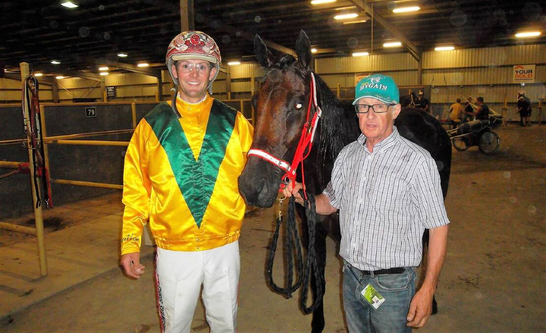 Bendigo trainer-driver Chris Svanosio claimed the third leg of a winning treble at Shepparton with Kyvalley Finn's win in the last event on the program. The four-year-old gelding has now won six races from 24 strats. Picture: SHEPPARTON HARNESS RACING CLUB