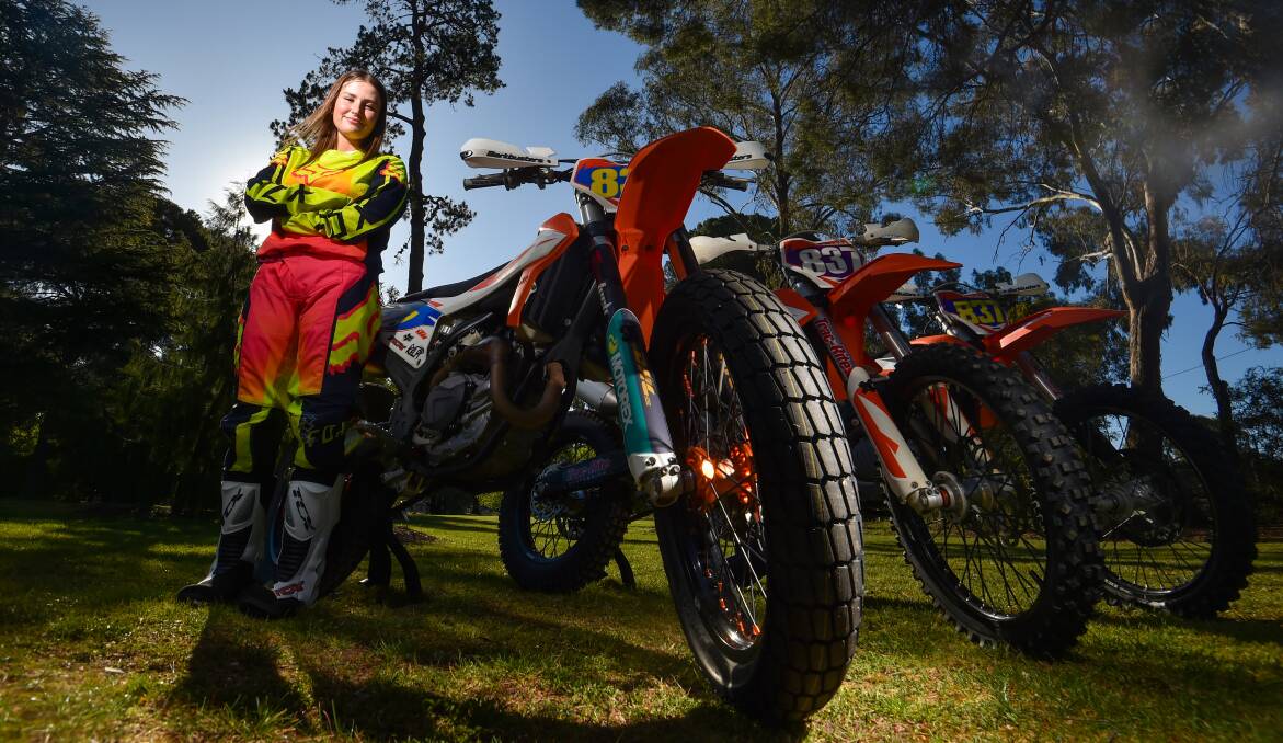 Seventeen-year-old Kelsey Jensen is proving more than a match for her Australian dirt bike rivals in only her second season of competitive riding. Picture by Darren Howe