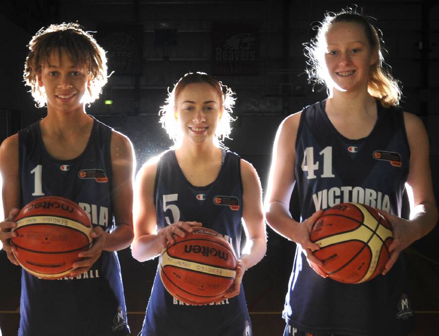 Dyson Daniels, Meg McCarthy and Piper Dunlop in 2017. FILE PICTURE