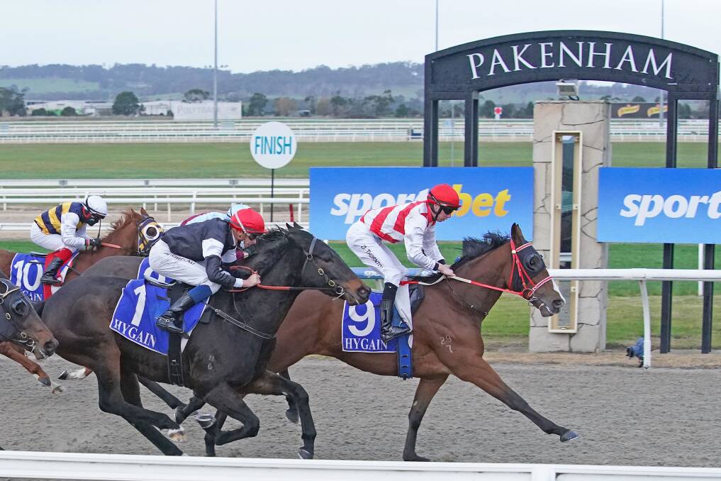 Surin Beach, ridden by Damien Thornton, wins the Evergreen Turf Benchmark 64 Handicap at Sportsbet Pakenham Synthetic on Friday. Picture: SCOTT BARBOUR/RACING PHOTOS
