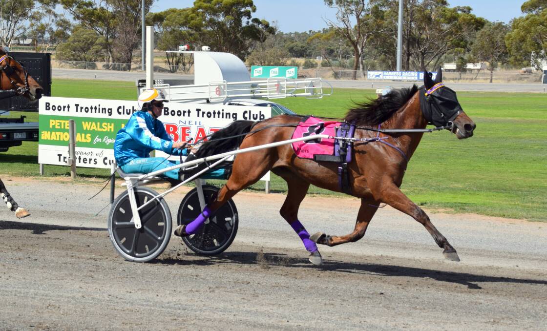 MARYBOROUGH BOUND: Well Defined wins the third of his five 2021 country cups at Boort In February.